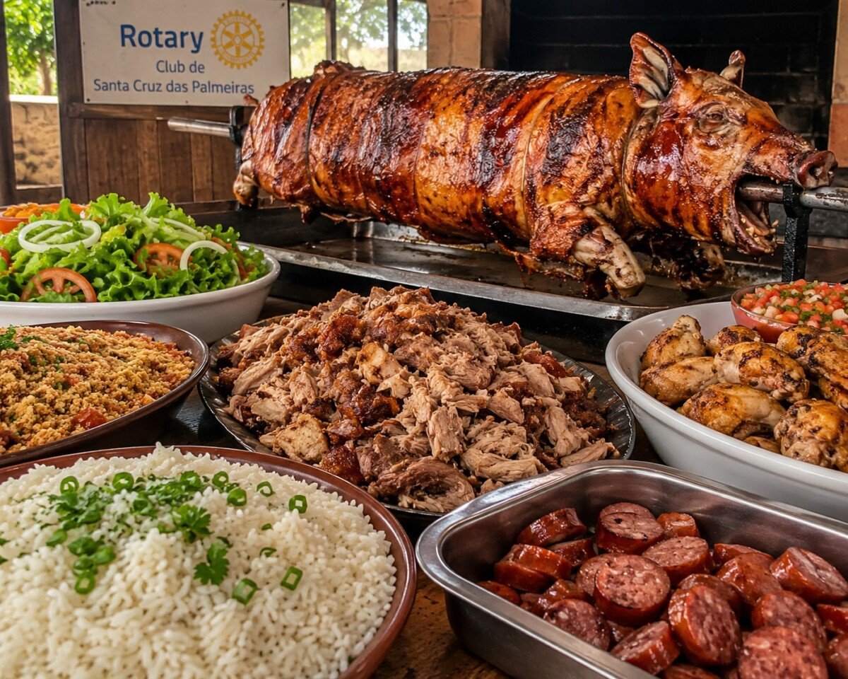 Rotary Club promove Porco no Rolo neste domingo em Santa Cruz das Palmeiras